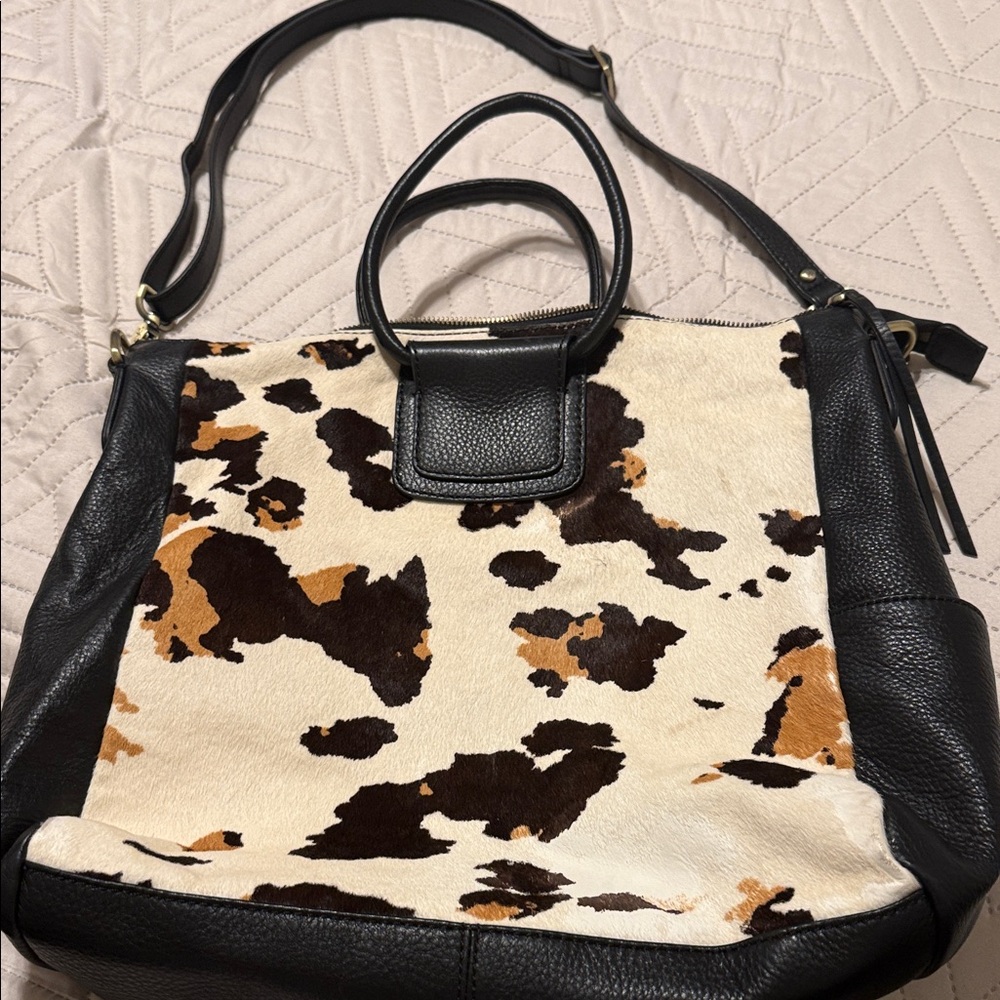 HOBO Black and Brown Cowhide Tote